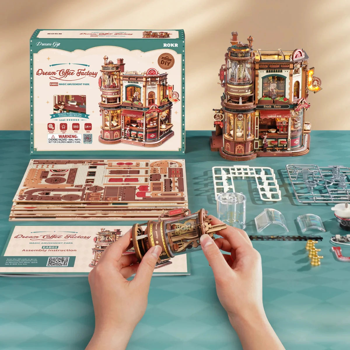 Usine à café mécanique en bois, puzzle 3D 593 pièces – photo 7