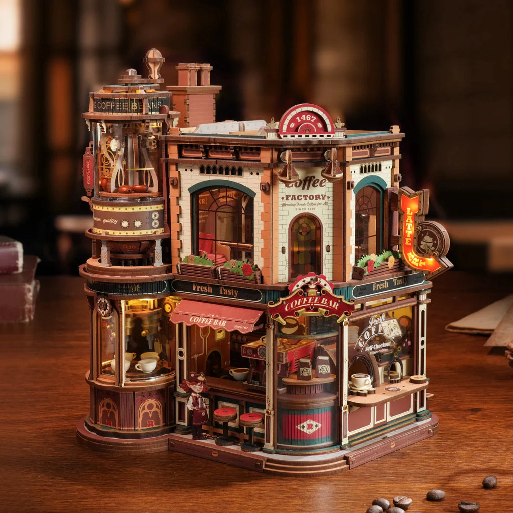 Usine à café mécanique en bois, puzzle 3D 593 pièces – photo 4