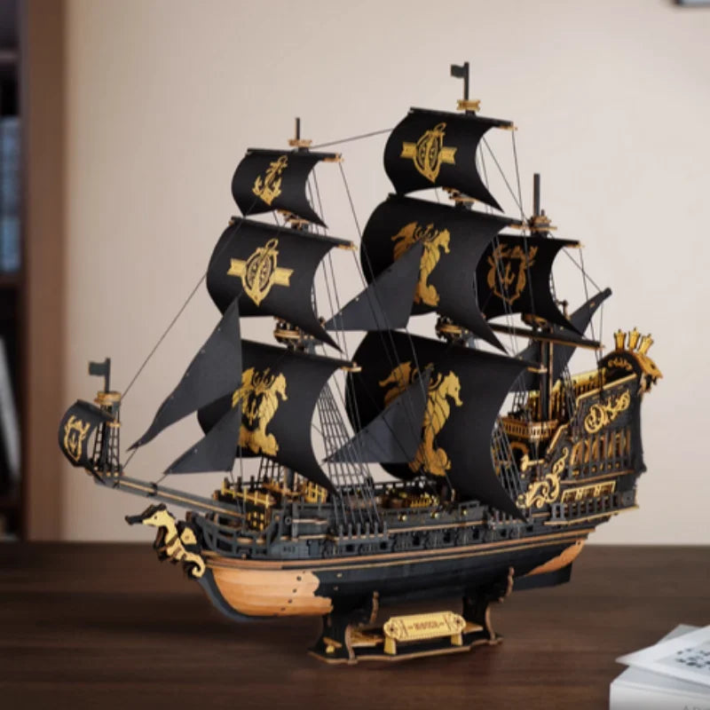 Voilier trois-mâts en bois, puzzle 3D 603 pièces