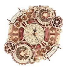 Horloge murale mécanique en bois, puzzle 3D
