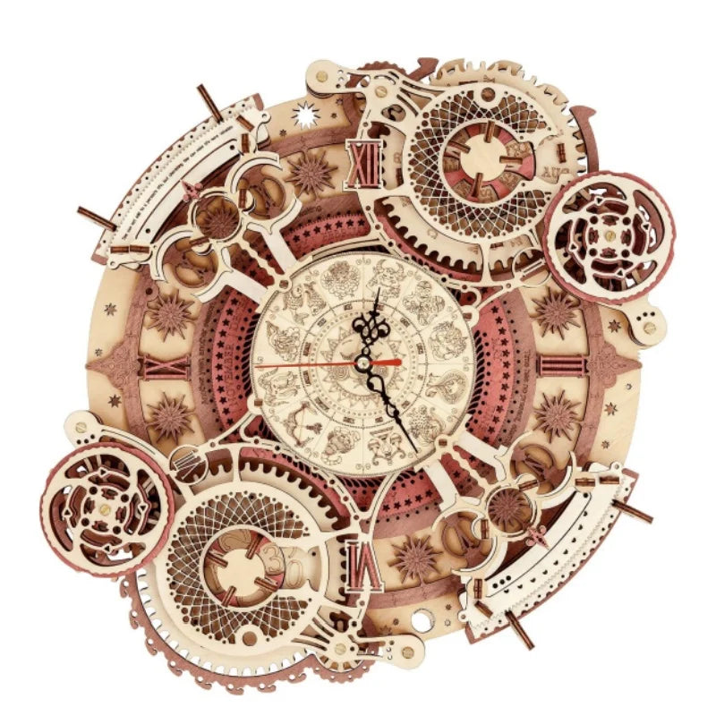 Horloge murale mécanique en bois, puzzle 3D – photo 2