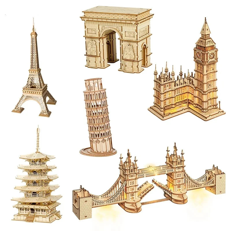 Kit Puzzle 3D en Bois Tour de Londres Big Ben Pagode