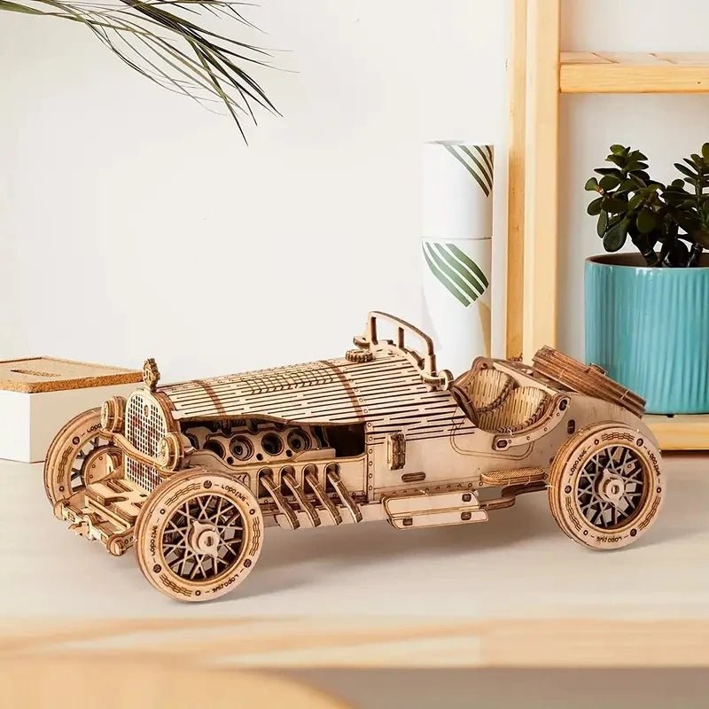 Voiture rétro en bois, puzzle 3D à assembler – photo 4