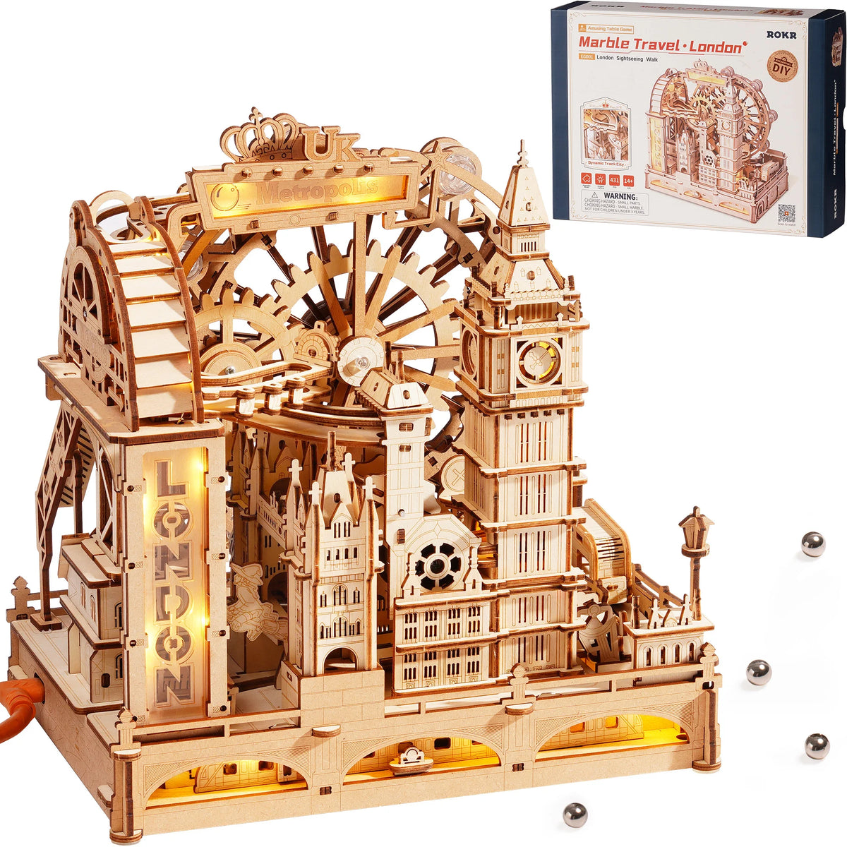 Kit Puzzle 3D en Bois Machine à Marbre Londres